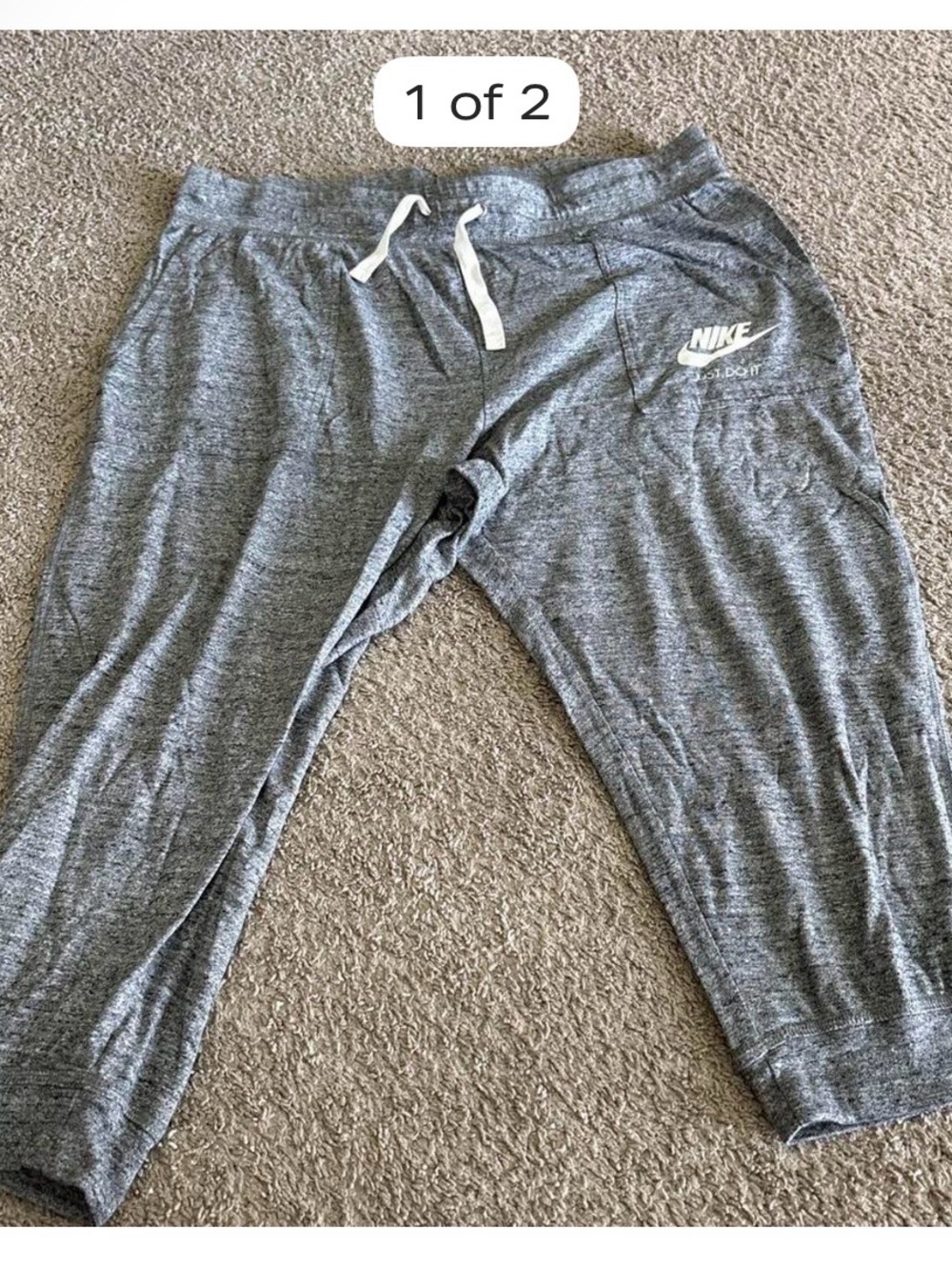 Nike Heather Gray Jogger Sweatpants with White Logo
